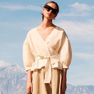 Zara Basic Textured Wrap Top